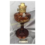 2pc amber Aladdin oil lamp drake pattern