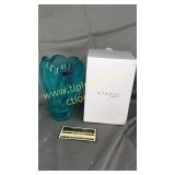 Blue Waterford crystal vase with box