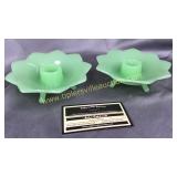 Jadeite footed candle stands