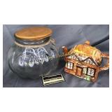 Old cottage teapot and kitchen jar