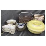 Vintage yellow bowl, cape cod, Bone dishes, glass