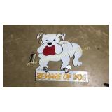 Metal beware of dog bulldog sign