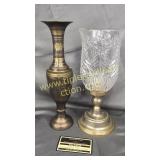 Torch style lantern with brass vase