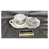 Bone china tea cup and bag holder