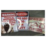 3 metal signs
