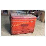 Vintage red metal cooler