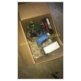 Box of misc. glassware ninja turtle & seat covers
