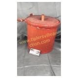 Red wooden bucket with lid