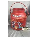 Painted red cream can no lid