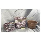 Group of brown enamel ware