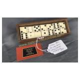 Antique 1800s 28pc bone and ebony dominoes