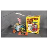Tin tricycle with bell wind up toy