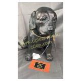 Signed bronze dog