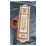 Vintage senator John white metal thermometer