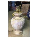 Large gold tone terra-cotta lamp