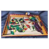 Wooden pepper tray with hanging parrot and