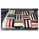 Homemade stripe patchwork quilt