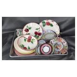 Pan of saucers, kids dishes,