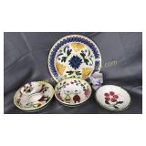 Group of hand painted dishes- windmills, Dutch,