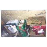 Group of Christmas decor and household items