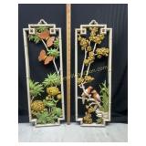 Vintage homco bamboo birds and butterflies wall