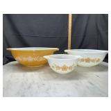 3pc pyrex butterfly gold mixing bowl set