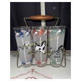 Set of 6 vintage carousel circus cocktail glasses