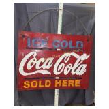 Hand painted metal art Coca-Cola sign