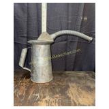 Galvanized metal oil can with gooseneck spout