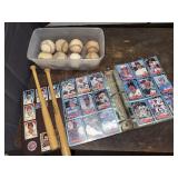 Baseball card collection, baseballs and small