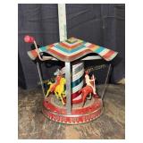 1950s Mattel music box carousel tin toy- working