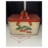 Vintage metal lithographed strawberry picnic