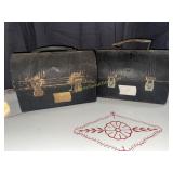 2 vintage metal dome top lunch boxes