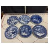 Currier and Ives blue collector plates