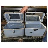2 vintage blue overnight cases