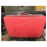Vintage red Sears forecast hard shell suitcase