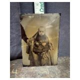 Antique hidden mother tin type of young child
