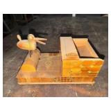 Vintage marquetry bird cigarette dispenser box