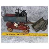 Group of cast iron and wooden toys