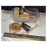 Vintage thermometers and ruler