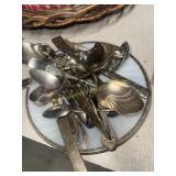 Group of antique flatware and serving pieces