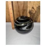Murano style pulled feather art glass globe vase
