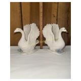 Pair of vintage porcelain swan figurines