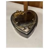 Vintage silver plated heart shape trinket box