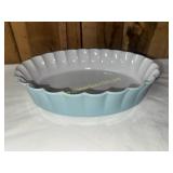Blue fluted baking dish
