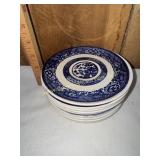 9 vintage blue willow saucers