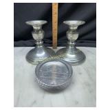 Pewter candle holders and coasters
