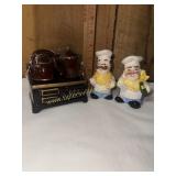 Vintage chef and stove salt and pepper shaker