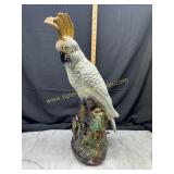 Majolica cockatiel statue