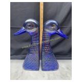 Rare pair of imperial glass cobalt carnival duck